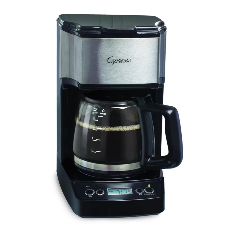 Capresso 5-Cup Mini Drip Coffee Maker. Black and Stainless Steel