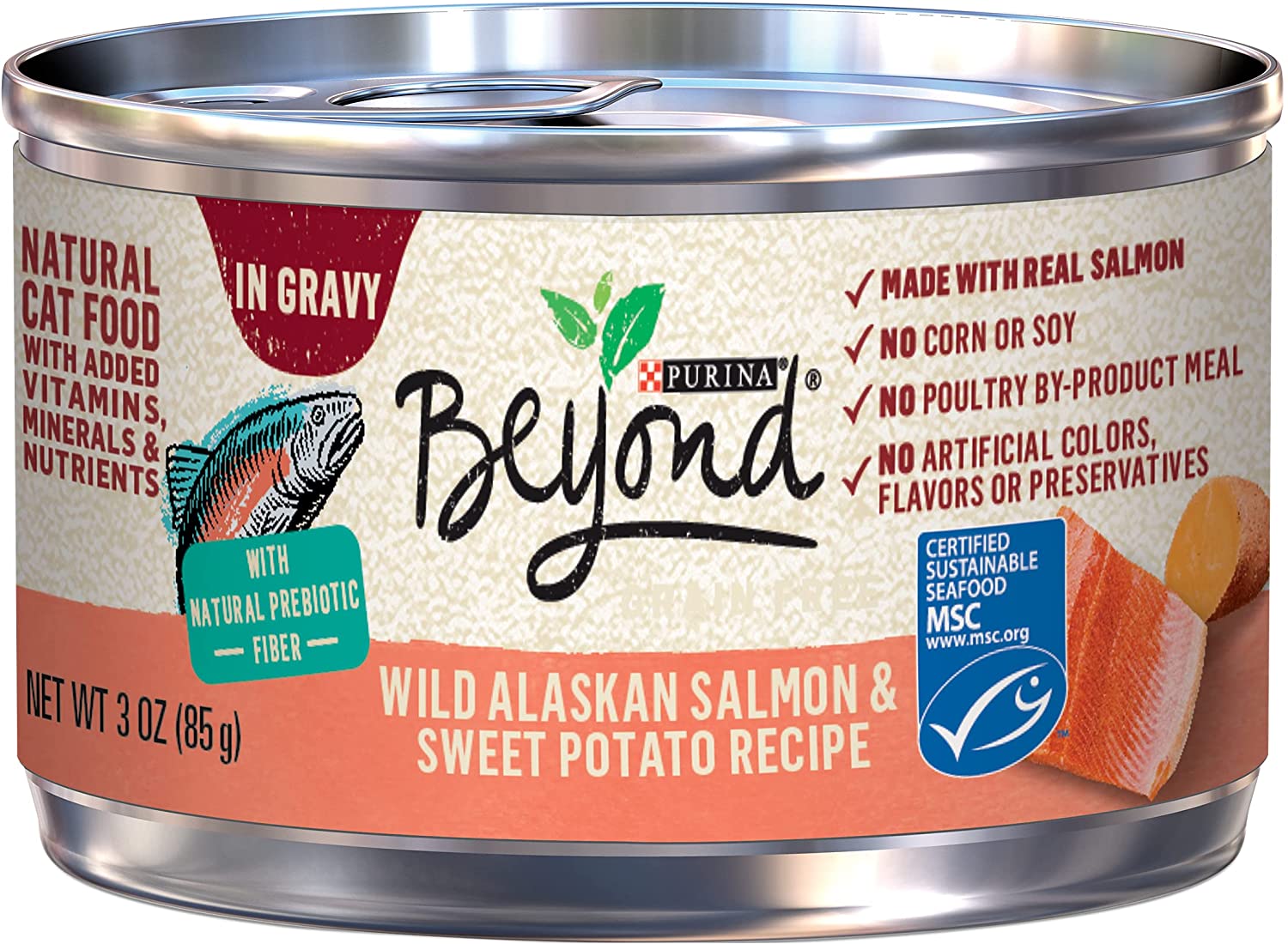 Purina Beyond Grain Free. Natural. Adult Wet Cat Food. Salmon & Sweet Potato in Gravy