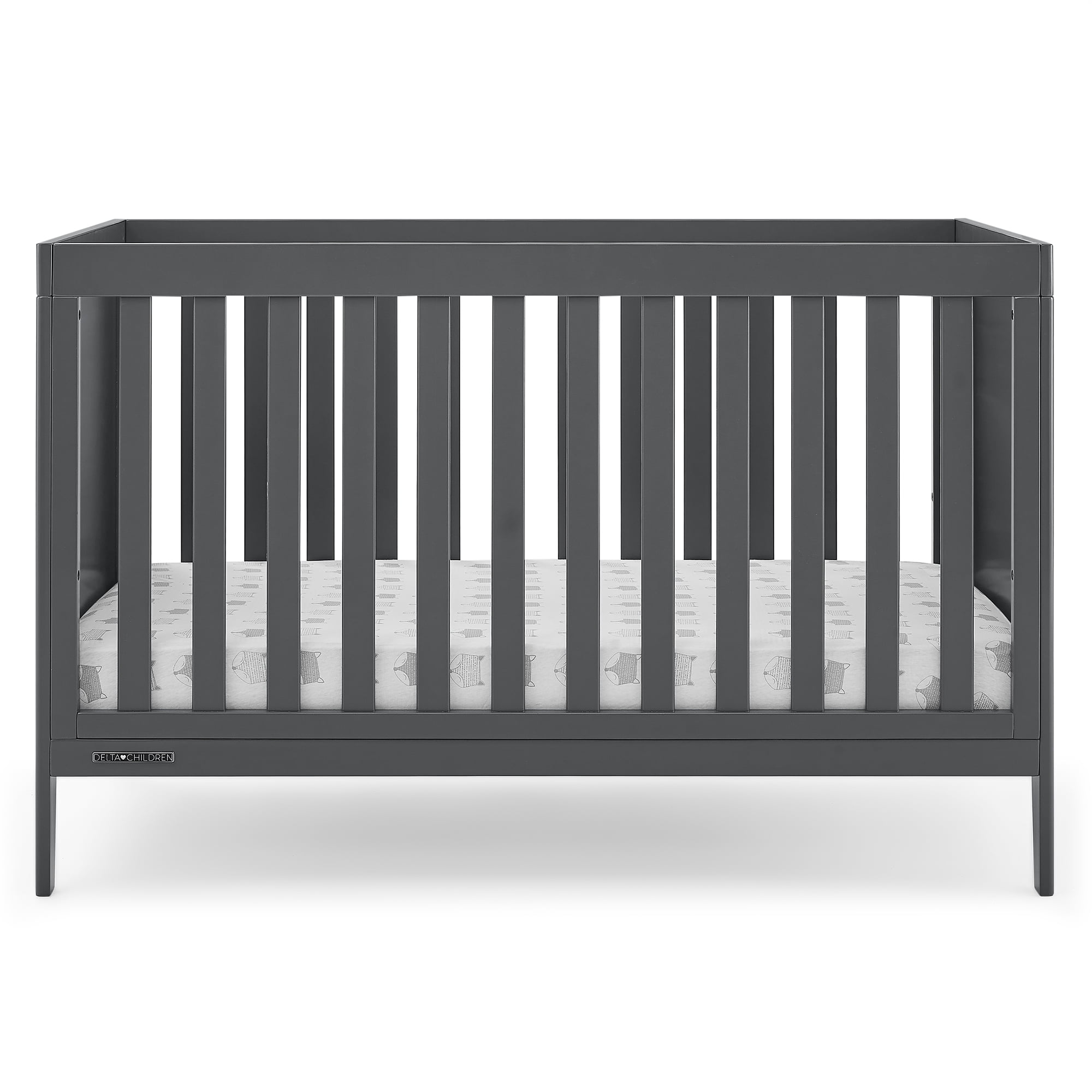 Delta Children Hayes 4-in-1 Convertible Baby Crib - Greenguard Gold Certified. Charcoal