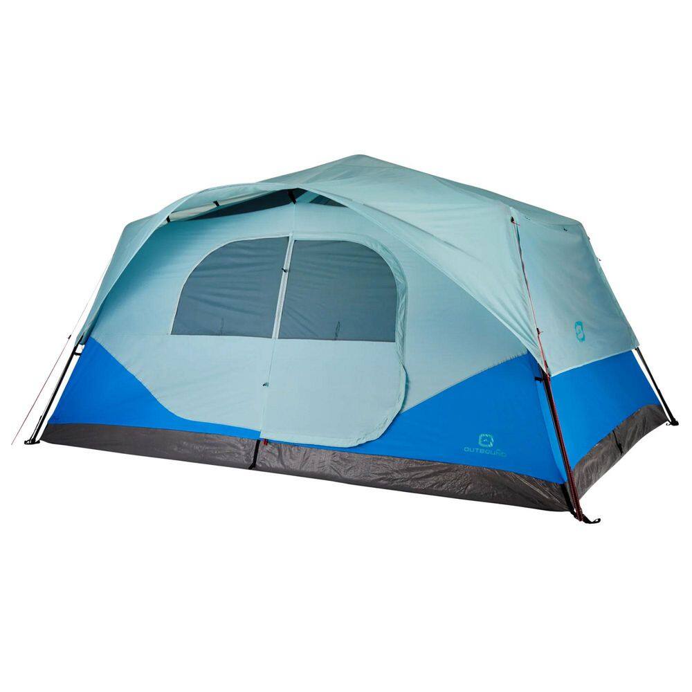 OUTBOUND CTI0763241B QuickCamp 10-Person 3-Season Blue Cabin Tent with Rainfly and Carry Bag
