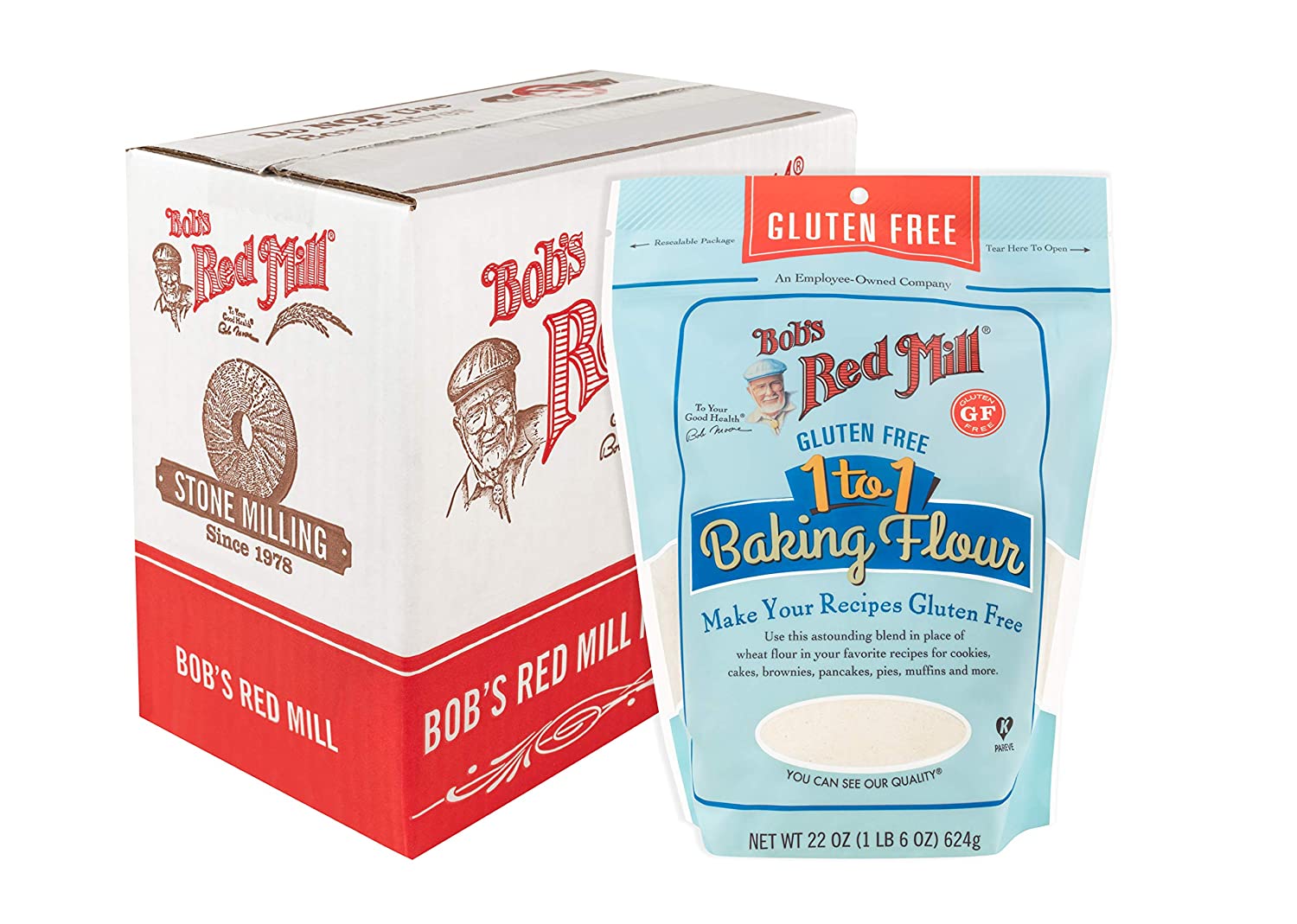 Bob-s Red Mill Gluten Free 1-to-1 Baking Flour. 22-ounce (Pack of 4)