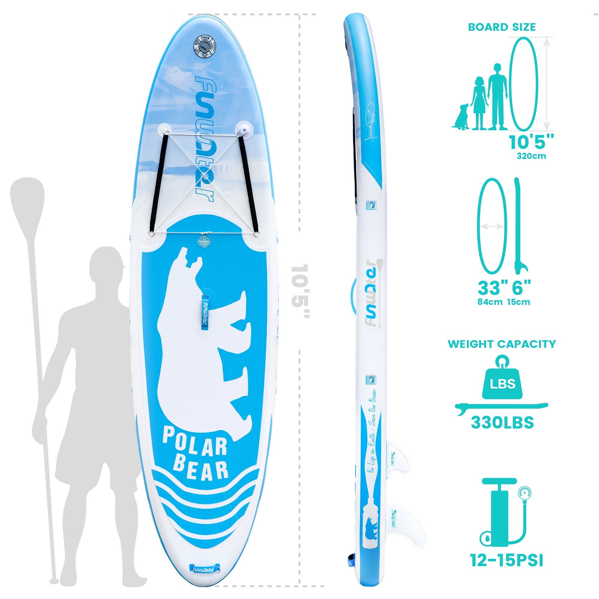 SUP Stand Up Paddle Board 10-6″x33”x6” Inflatable Paddleboard Soft Top Surfboard with ISUP Accessories Sup Board Surf Board Water Sports