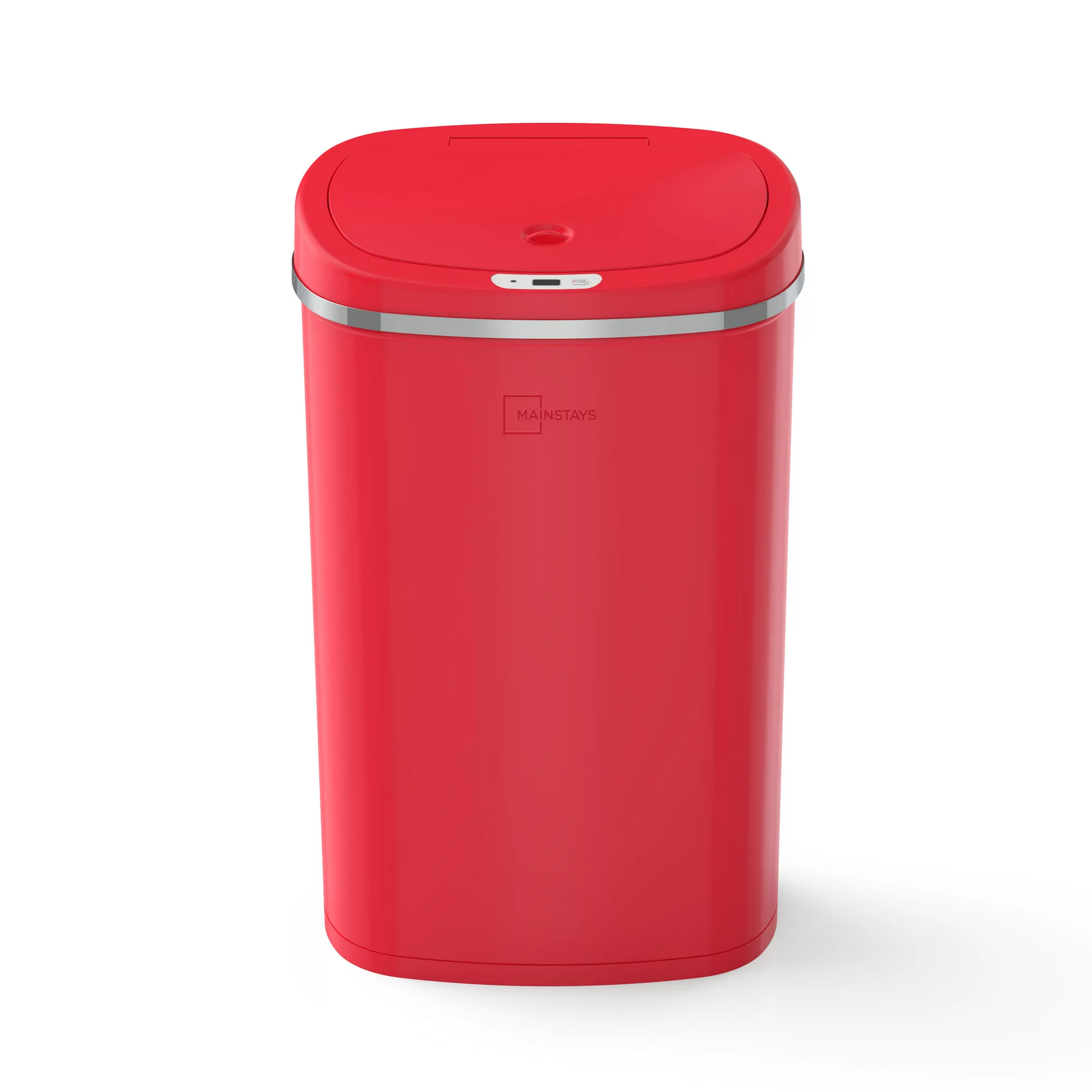 Mainstays 13.2 gal/50 L Motion Sensor Kitchen Garbage Can. Red Stainless Steel