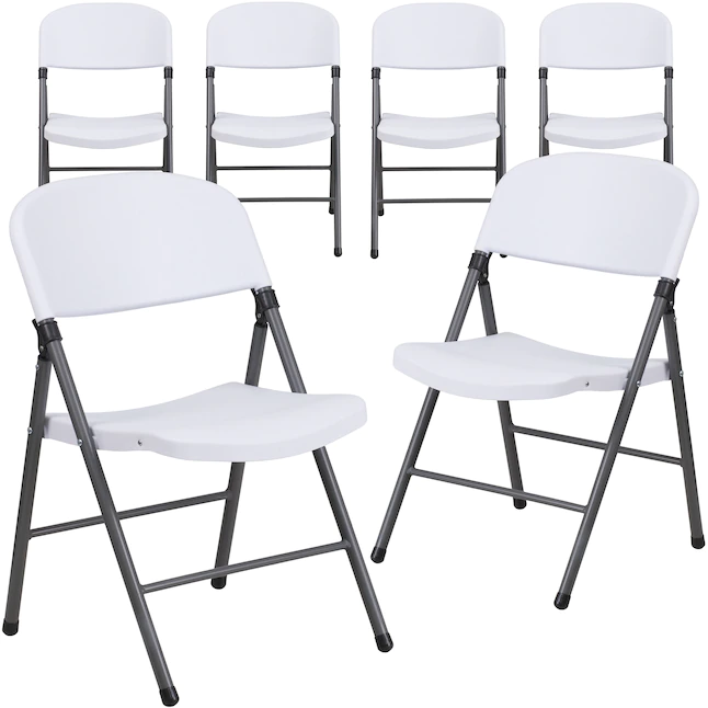 Flash Furniture  6-Pack Granite White Standard Folding Chair with Solid Seat (Indoor)
