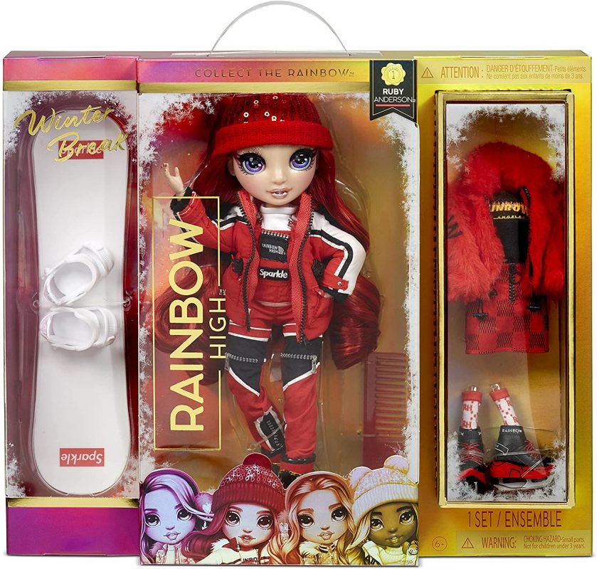 Rainbow High Winter Break Ruby Anderson – Red Fashion Doll & Playset
