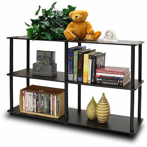 Furinno Turn-N-Tube No-Tools 3-Tier Double Size Storage Display Rack. Espresso with Black