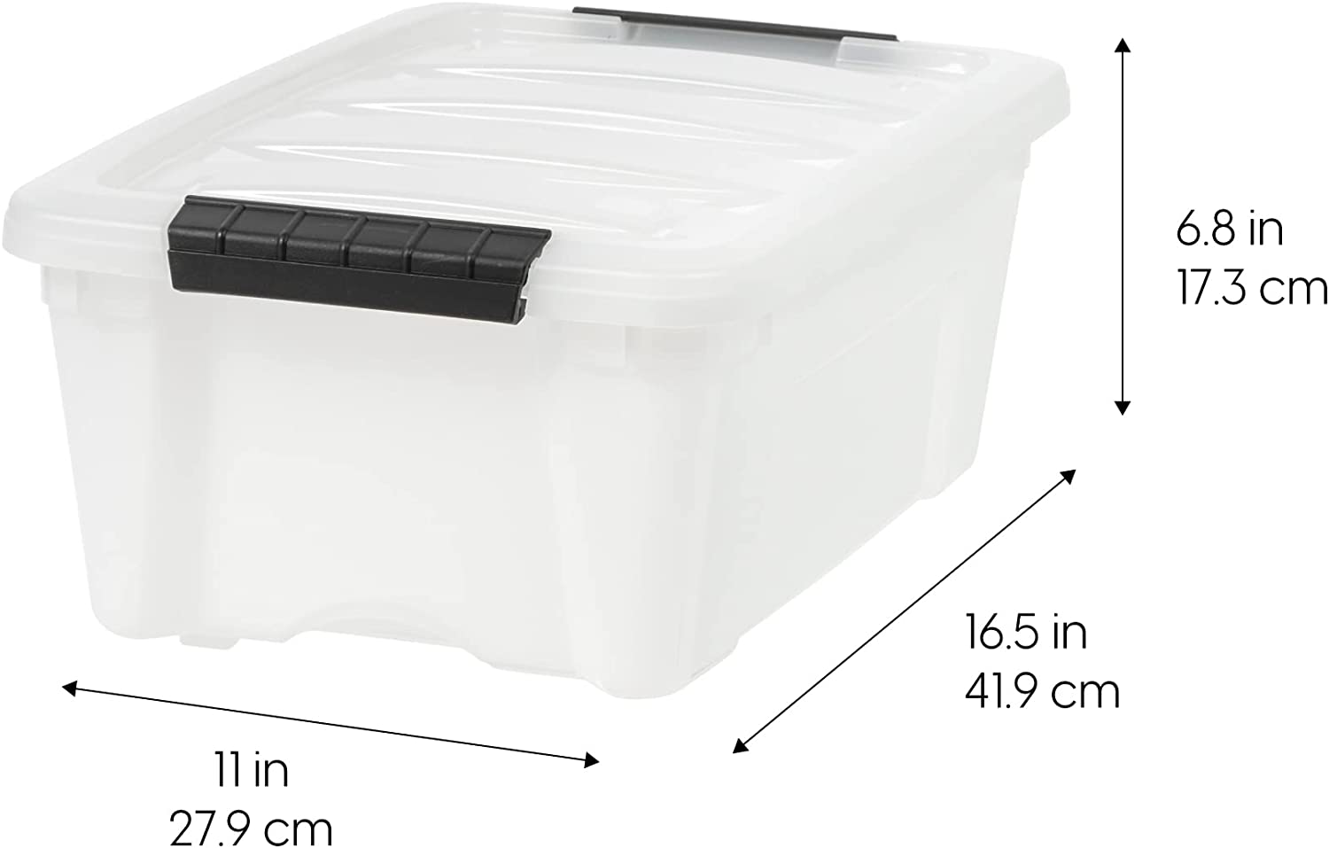 IRIS USA 12 Qt. Plastic Storage Container Bin with Secure Lid and Latching Buckles. 6 pack - Pearl. Durable Stackable Nestable Organizing Tote Tub Box Toy General Organization Small
