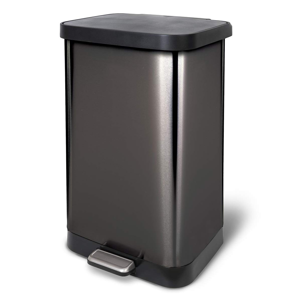 Glad 20 Gallon / 75.5 Liter Extra Capacity Stainless Steel Step Trash Can with CloroxTM Odor Protection. Pewter
