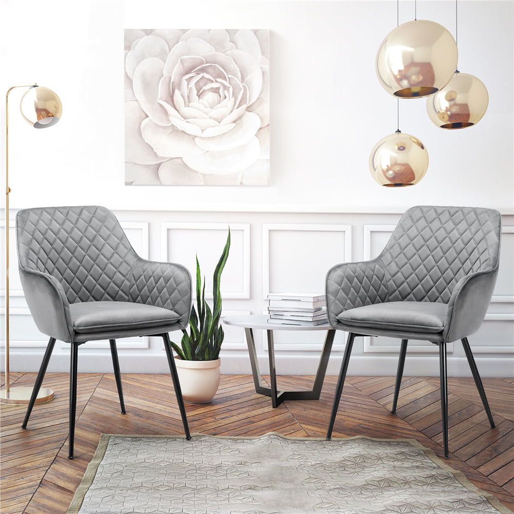 SMILE MART Modern Upholstered Velvet Dining Chairs. Gray