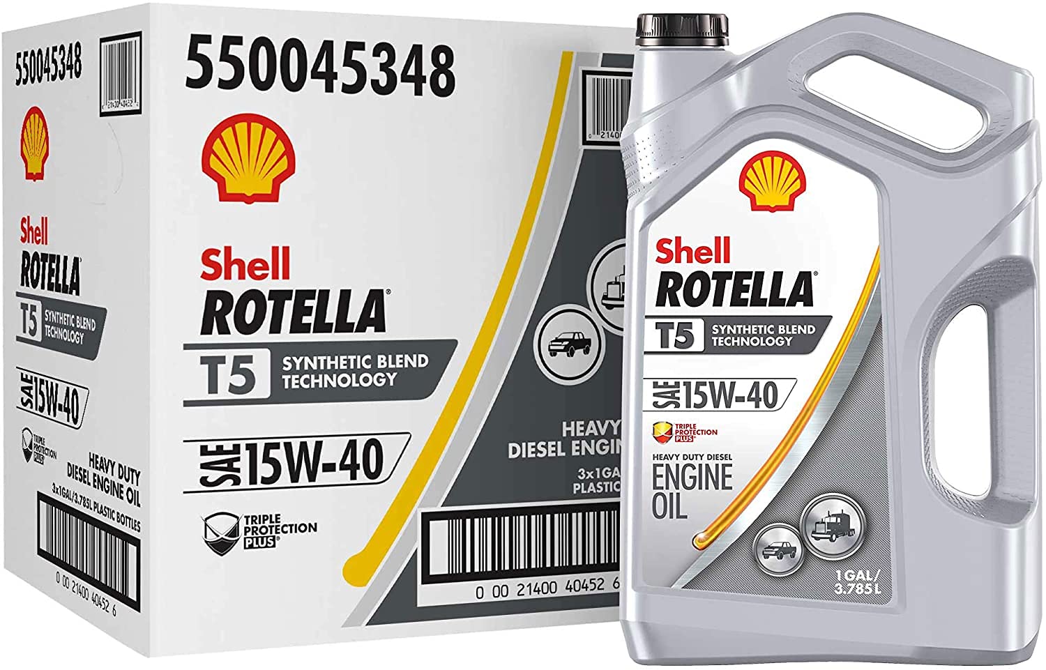 Shell Rotella T5 Synthetic Blend 15W-40 Diesel Engine Oil (1 Gallon. Case of 3)