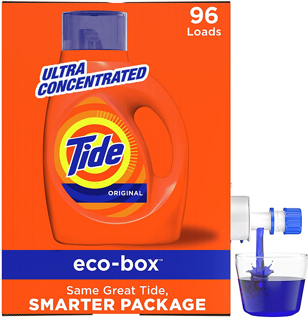 Tide Liquid Laundry Detergent Soap Eco-Box. Ultra Concentrated High Efficiency