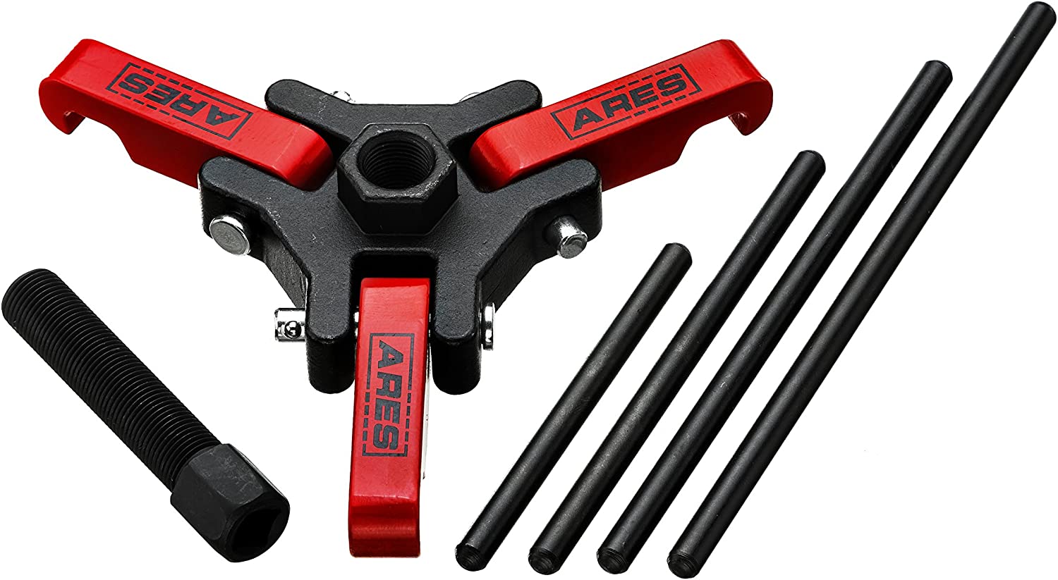 ARES 71002 - Harmonic Balancer Puller Set - Remove Damper Pulleys in Tight Engine Compartments Without Removing The Radiator - Storage Case Included