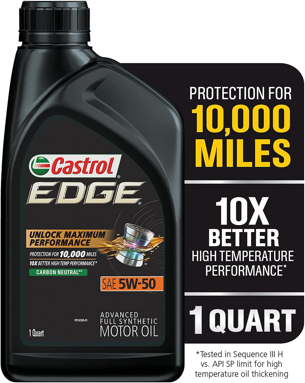 Castrol Edge 5W-50 Advanced Full Synthetic Motor Oil. 1 Quart. Pack of 6
