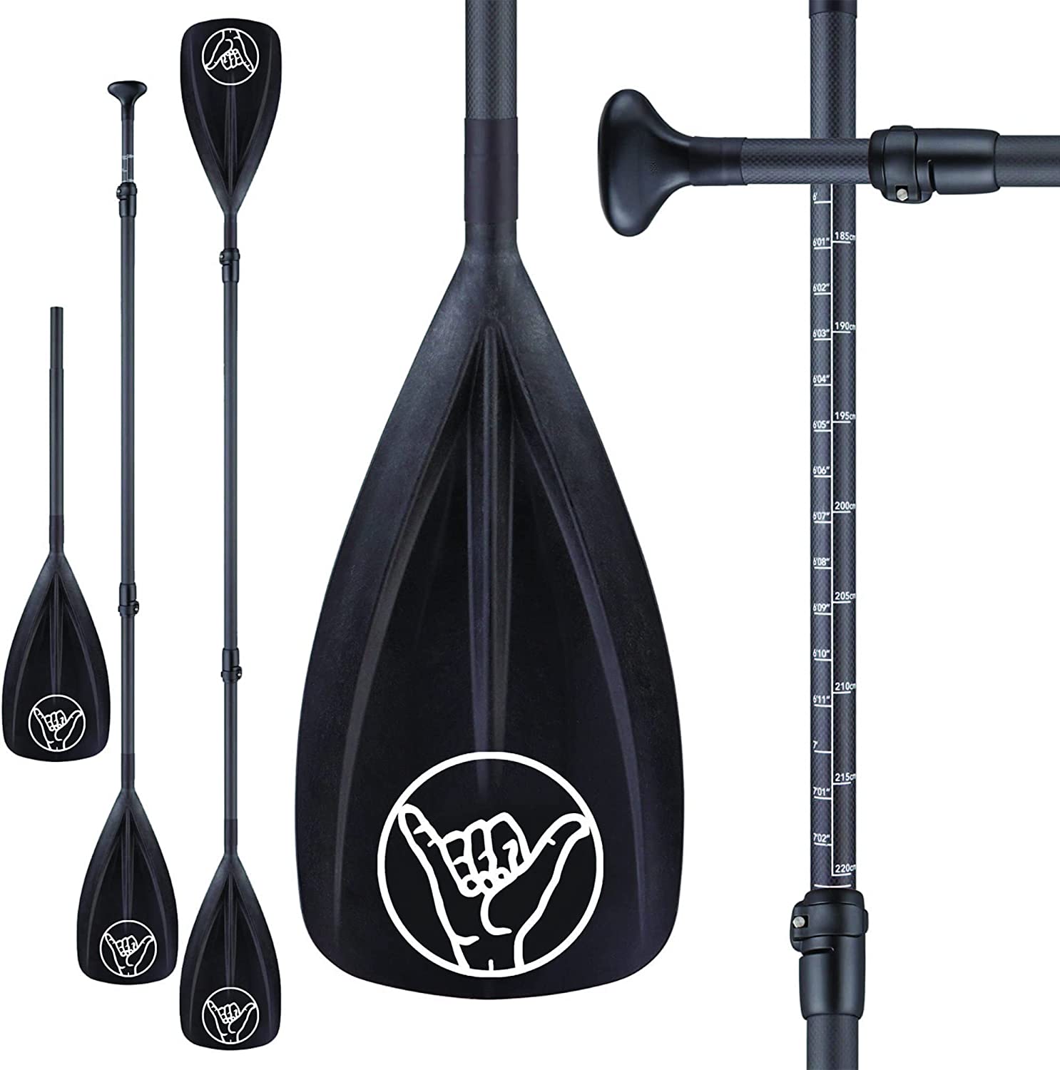 South Bay Board Co. - SUP Paddleboard Paddles -  4-Piece Kayak/Paddle Board Paddle Options - Carbon Fiber Paddle Shafts
