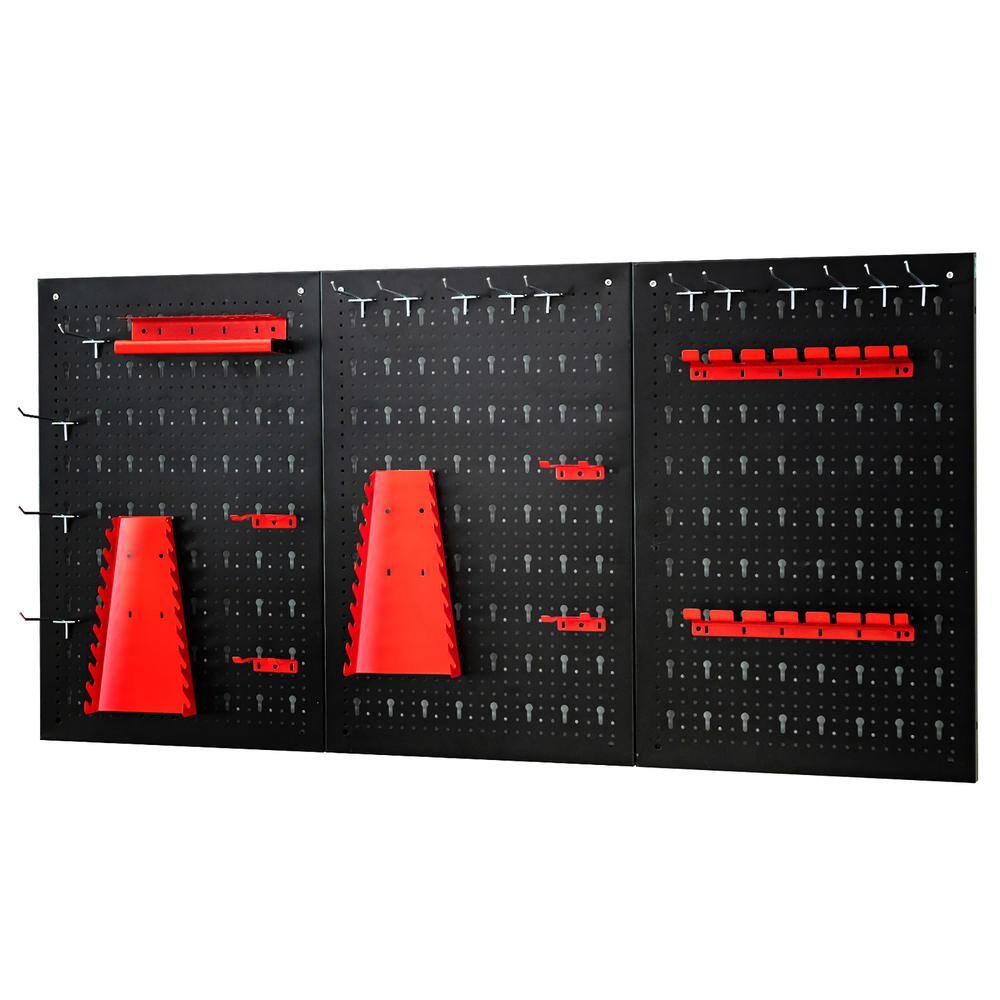 Costway TA10013 24 in. H x 48 in. W Pegboard Wall Organizer Kit 4 ft.Metal Toolboard W/3 Pegboards & 25 Accessories