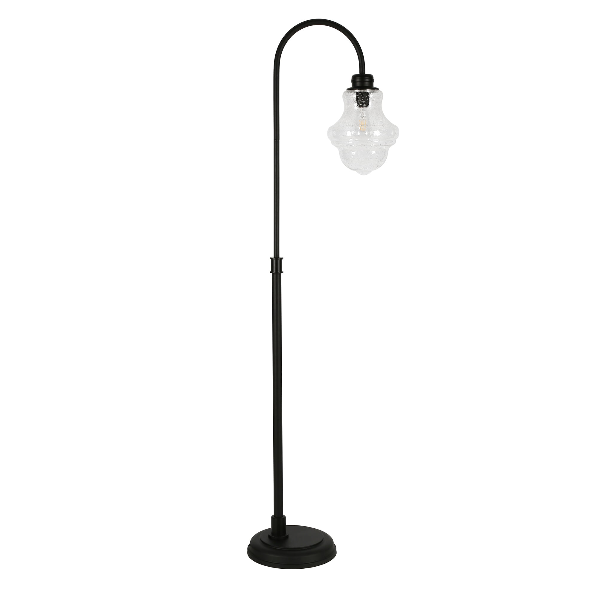 Evelyn&Zoe Sara Modern Farmhouse Metal Arc Floor Lamp. Black