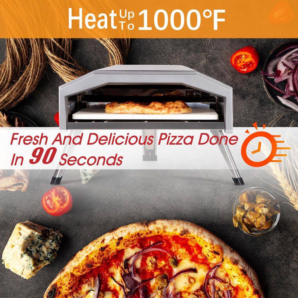 PHI VILLA THD-E02GR011 Propane Tank Outdoor Pizza Oven in Black With All Needed Tools