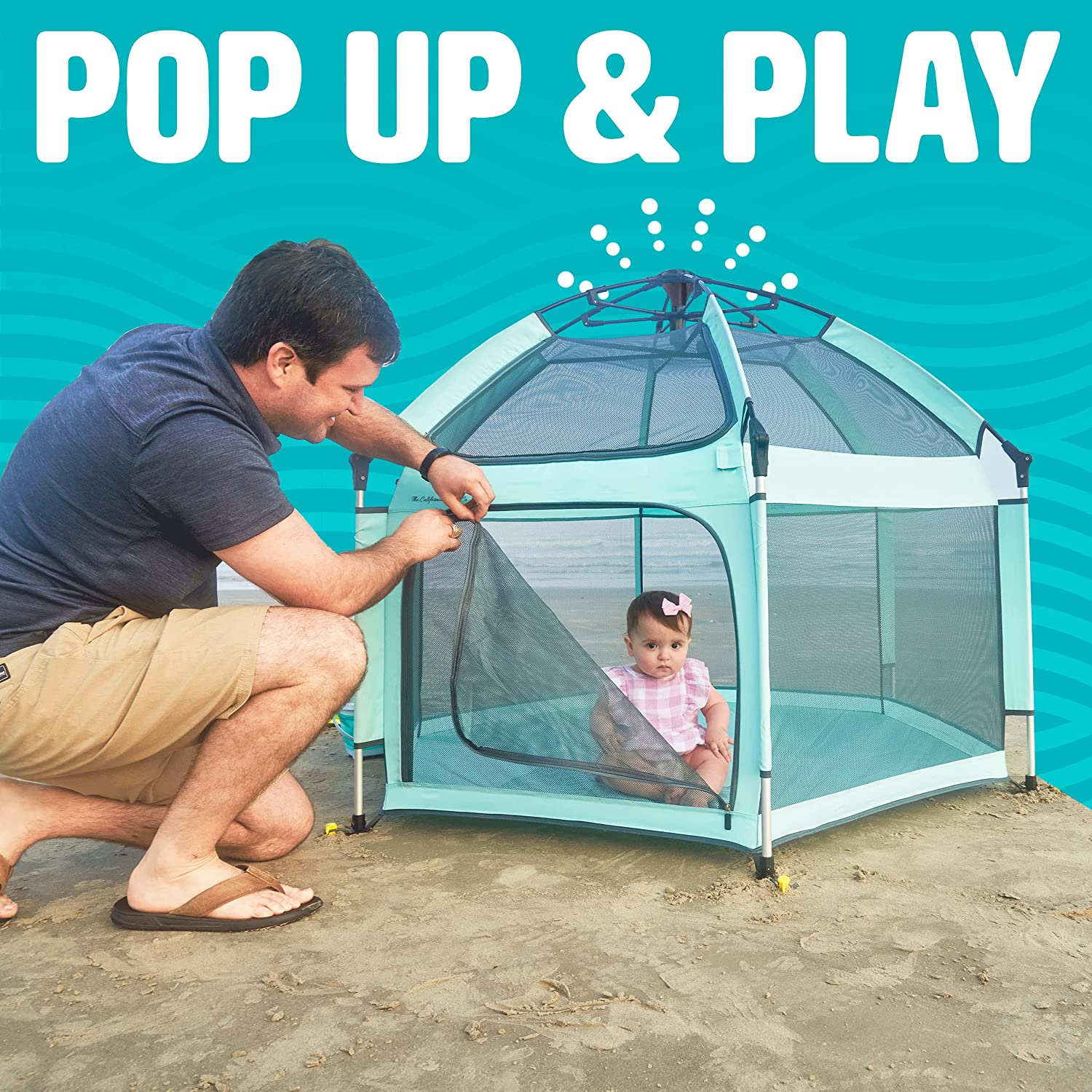 POP ‘N GO Premium Indoor and Outdoor Baby Playpen - Portable. Lightweight. Pop Up Pack and Play Toddler Play Yard w/Canopy and Travel Bag - Sweet Mint