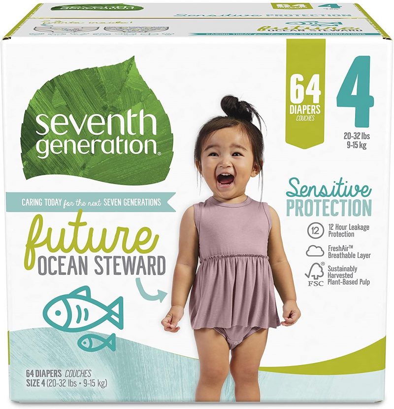 Seventh Generation Baby Diapers for Sensitive Skin. Super Pack