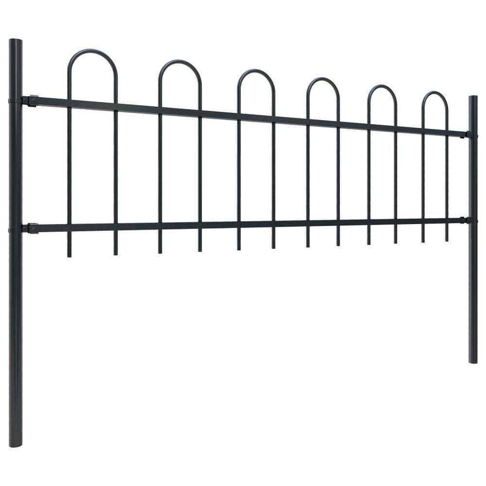 Afoxsos HDDB2004 66.9 in. L x 43.3 in. H Black Steel Garden Fence Decorative Fence with Hoop Top
