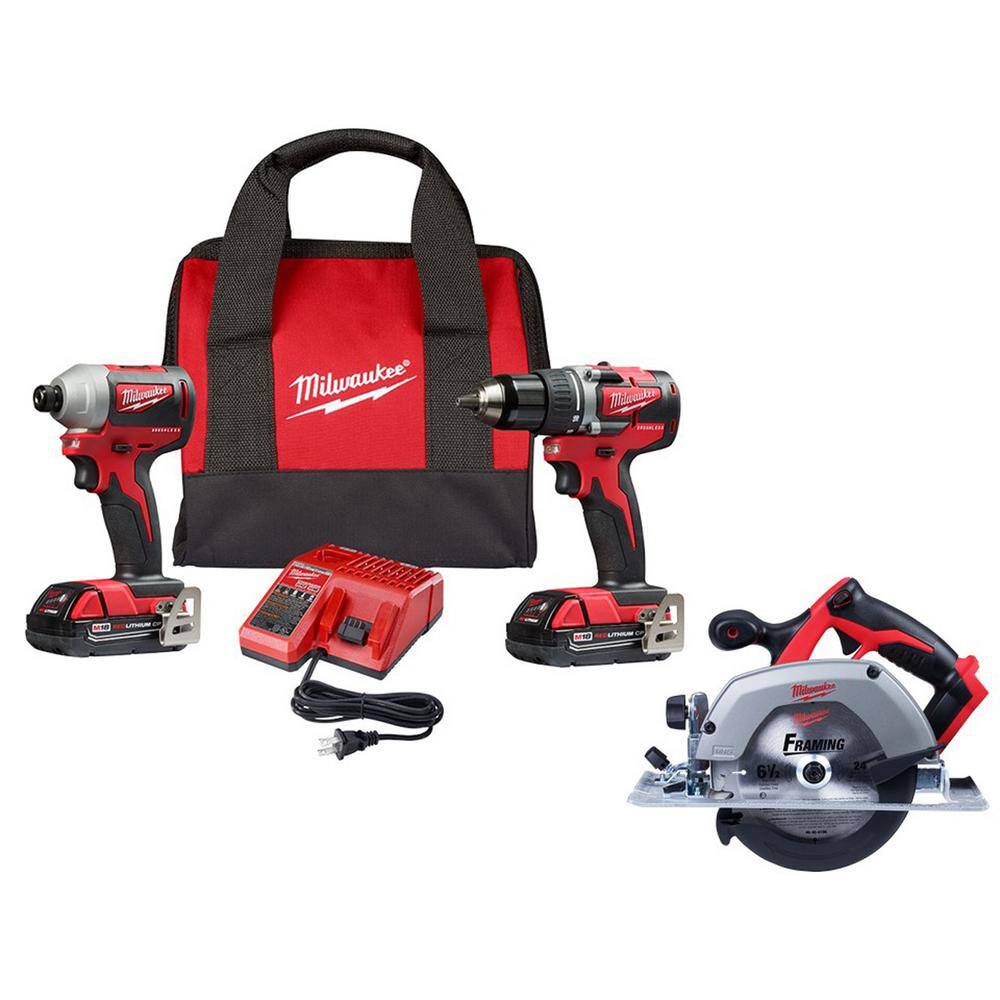 Milwaukee 2892-22CT-2630-20 M18 18V Lithium-Ion Brushless Cordless Compact Drill/Impact Combo Kit (2-Tool) W/ 6-1/2 in. Circular Saw