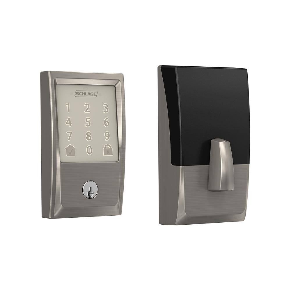 Schlage BE489WB CEN 619 Century Encode Smart WiFi Door Lock with Alarm in Satin Nickel