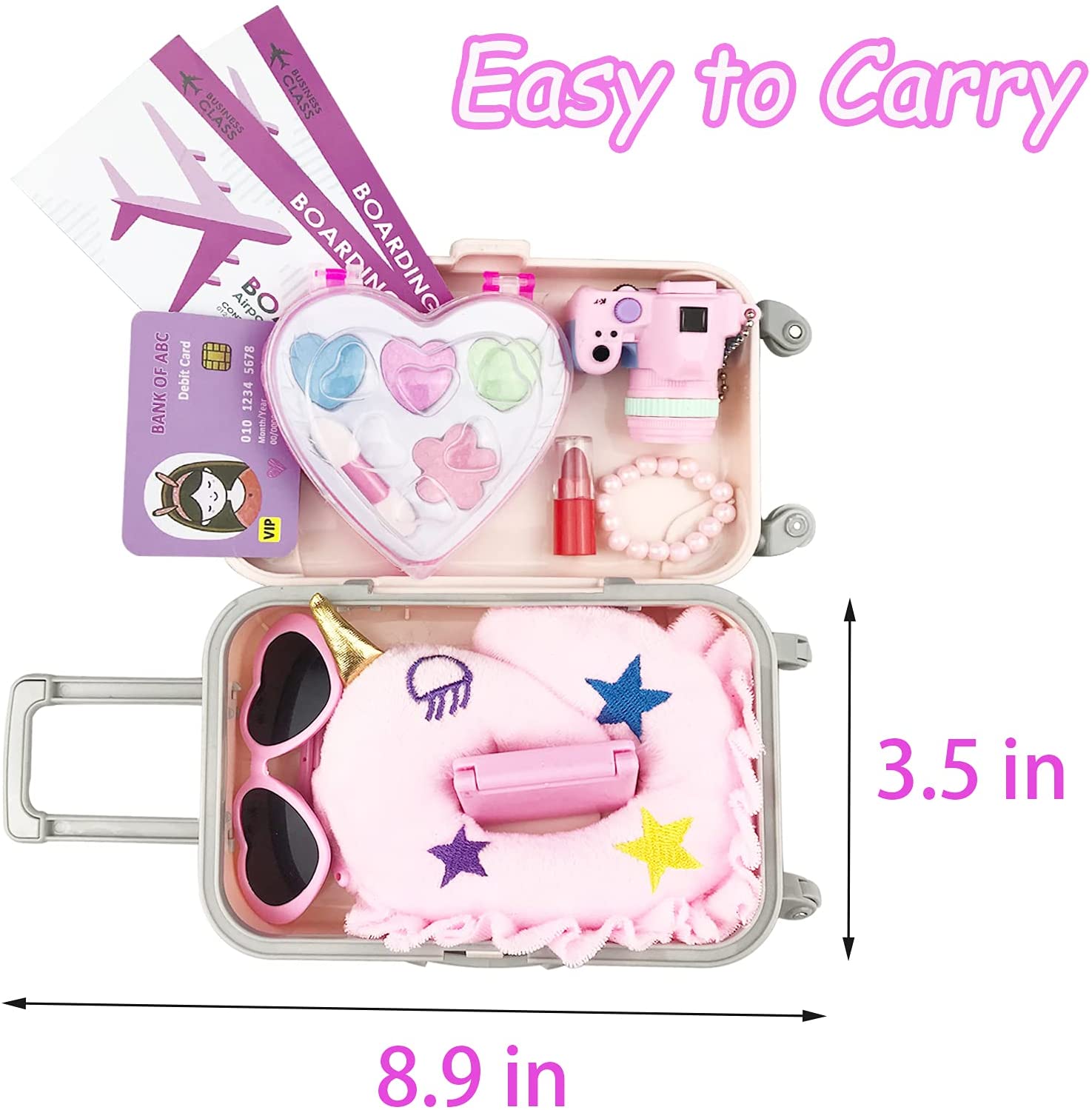 American Doll Accessories Case Luggage Travel Play Set for 18 Inch Dolls. 17 PCS