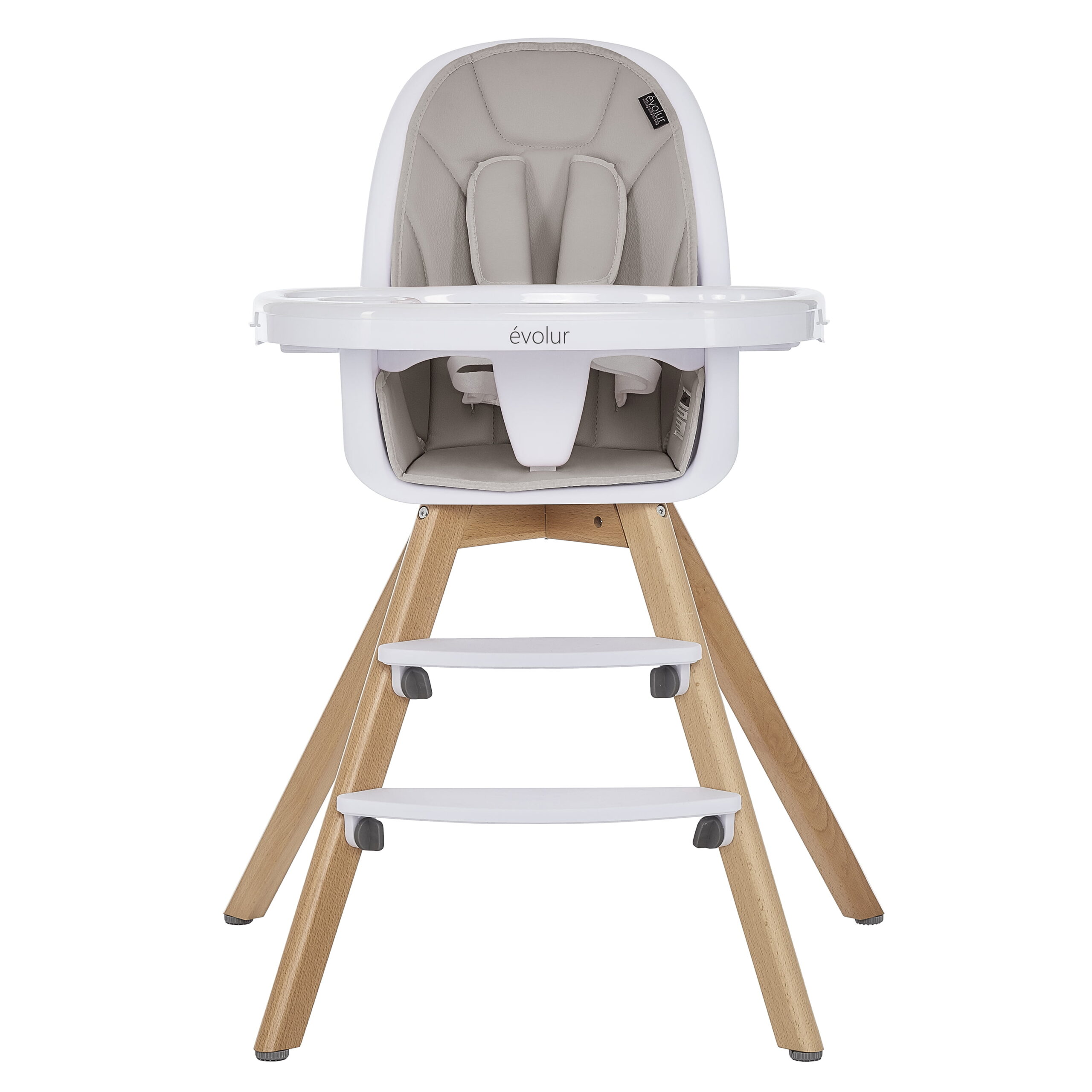 Evolur Zoodle 3-in-1 High Chair Booster Feeding Chair with Modern Design. Light Grey (Model #254)