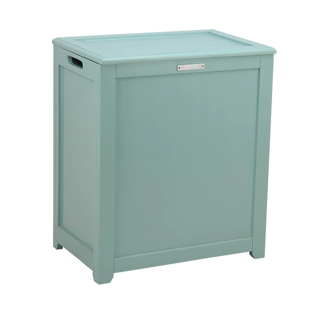 Oceanstar  Wood Laundry Hamper. Turquoise