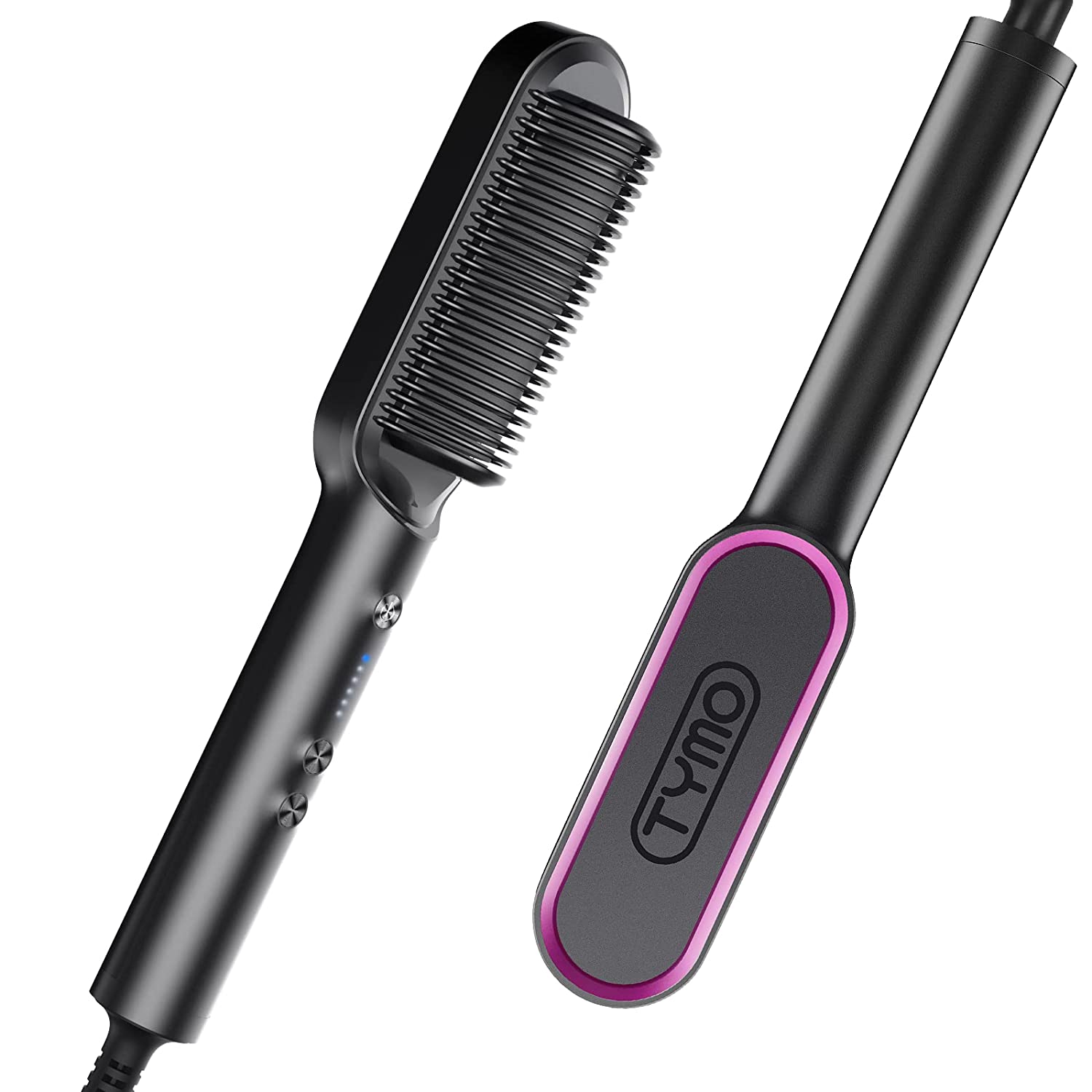 Hair Straightener Comb Matte Black. TYMO Hair Straightener Brush Straightening Comb for Women with 5 Temp 20s Fast Heating & Anti-Scald
