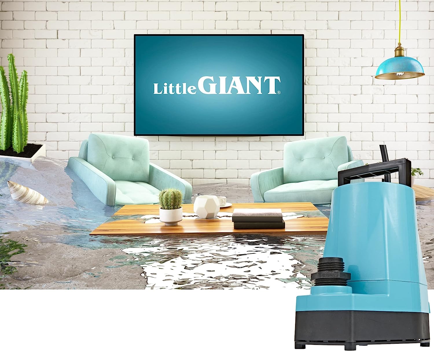 Little Giant 5-MSP 115-Volt. 1/6 HP. 1200 GPH Aluminum Manual Utility Pump. 10-Ft. Cord. Blue. 505000