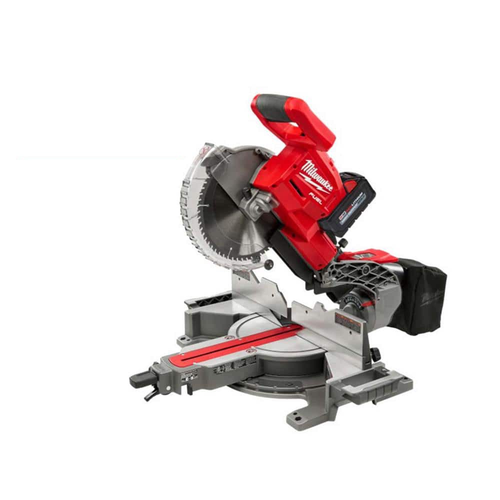 Milwaukee 2734-21 M18 FUEL 18V 10 in. Lithium-Ion Brushless Cordless Dual Bevel Sliding Compound Miter Saw Kit with One 8.0 Ah Battery