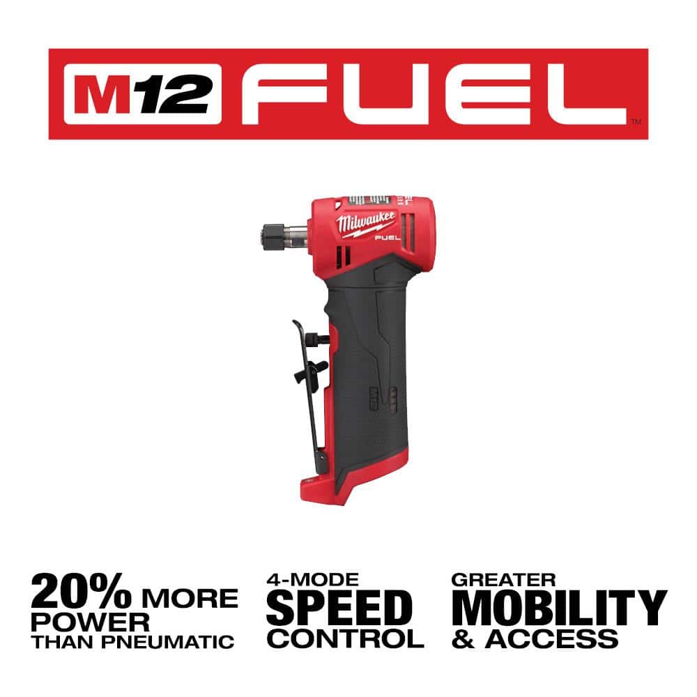 Milwaukee 2485-20-48-11-2420 M12 FUEL 12V Lithium-Ion Brushless Cordless 1/4 in. Right Angle Die Grinder with M12 2.0 Ah Battery