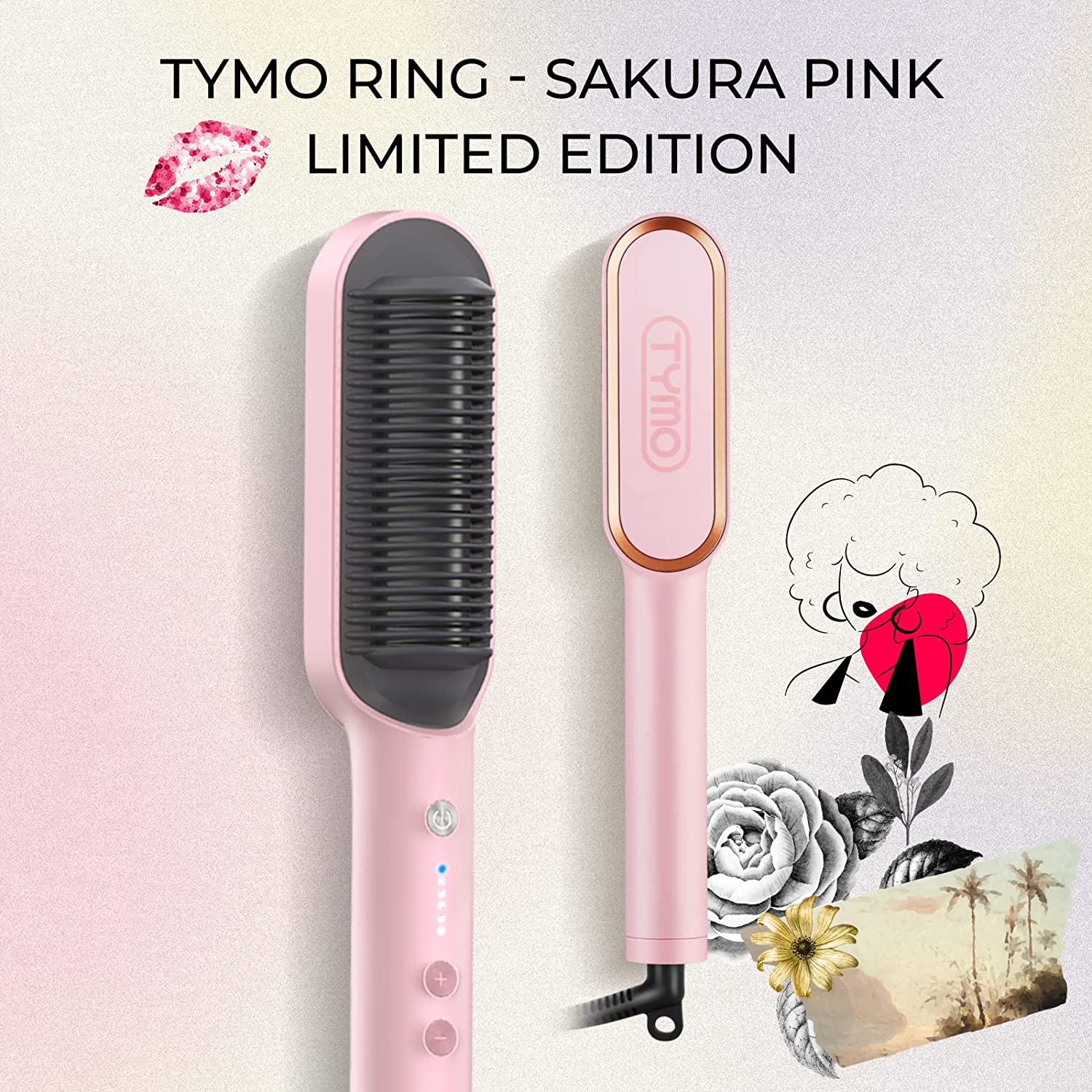 TYMO Hair Straightener Brush. Hair Straightening Comb for Women with 5 Temp 20s Fast Heating & Anti-Scald