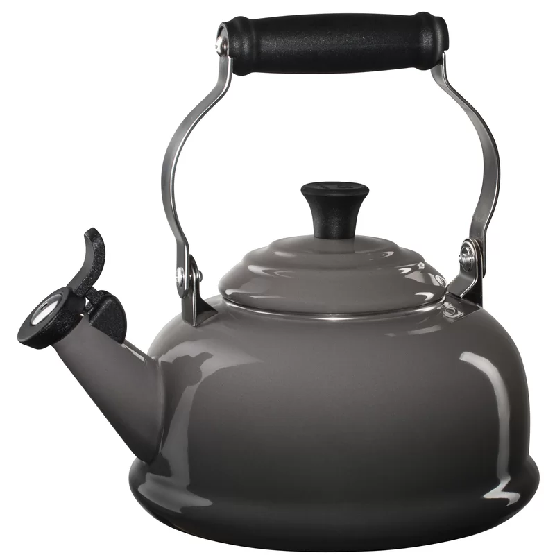 Le Creuset Q3101-7F Enamel On Steel Whistling Tea Kettle. 1.7 qt.. Oyster