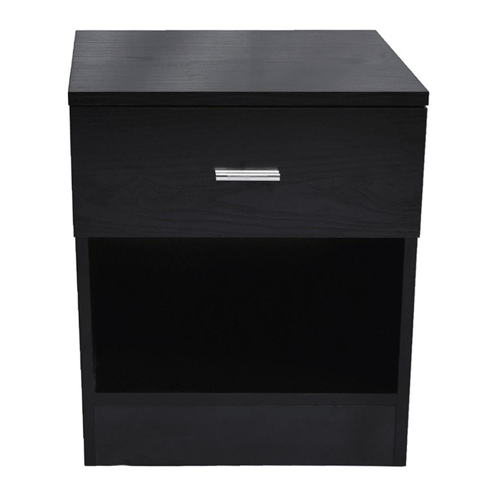 Ktaxon Night Table 1 Drawer Metal Handle Bedside Cabinet Bedroom Furniture Black