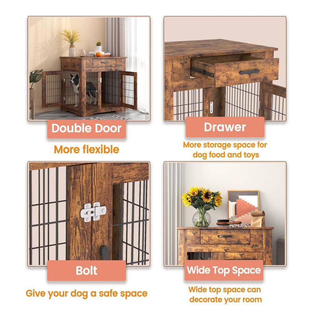 Foobrues LNN-23172721 Furniture Style Pet Dog Crate End Table with Drawer