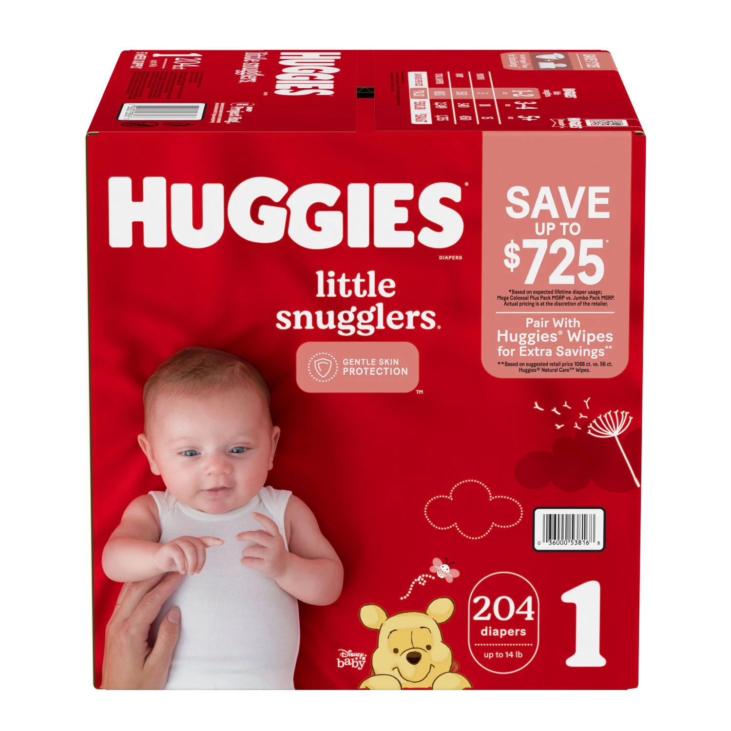 Baby Diapers Size 1. 204 Ct. Huggies Little Snugglers