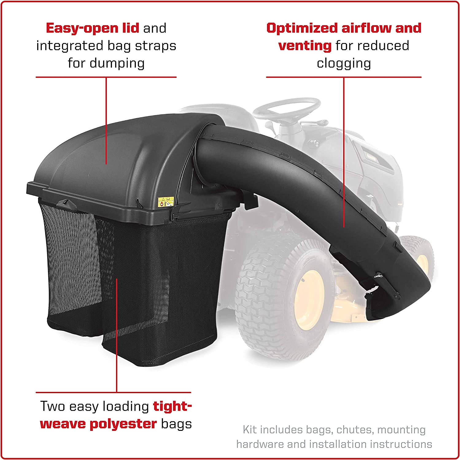 Arnold Corporation 19A30034000 Twin Bagger for Husqvarna Outdoor Products-Made Tractors with 42″ and 46″ Side Discharge Decks. Black