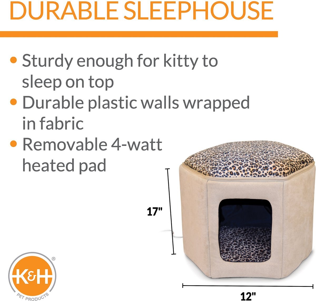 K&H Pet Products Heated Kitty Sleephouse. Tan