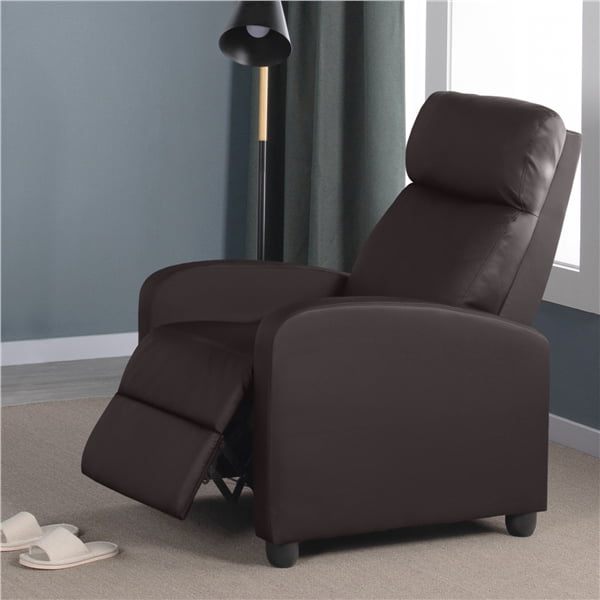 Topeakmart 2pcs Adjustable Recliner Chair PU Leather Reclining Sofa Pocket Spring Home Theater Brown