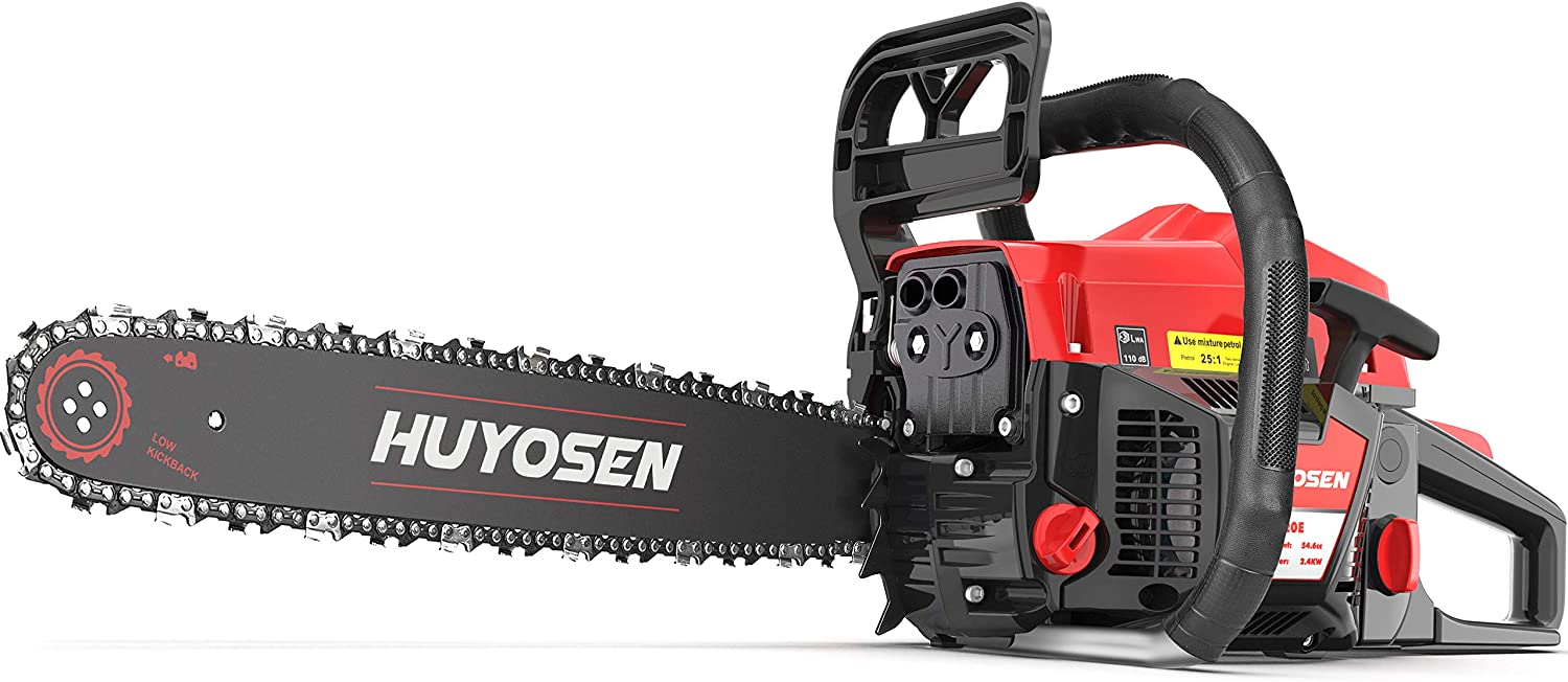 HUYOSEN Gas Chainsaw. 54.6CC 2-Cycle Gasoline Powered Chainsaws. 20-Inch Chainsaw. Handheld Cordless Petrol Power Chain Saws for Forest Cutting Trees. Wood. Garden and Farm(HN-C5520E)