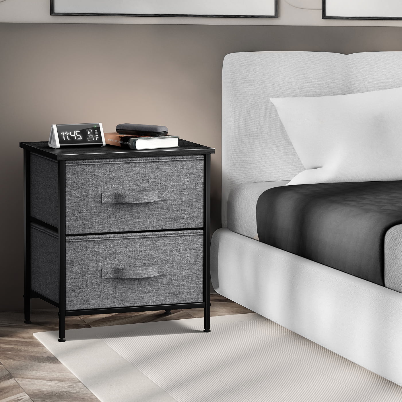 Sorbus Classic Nightstand with 2 Drawers. Black