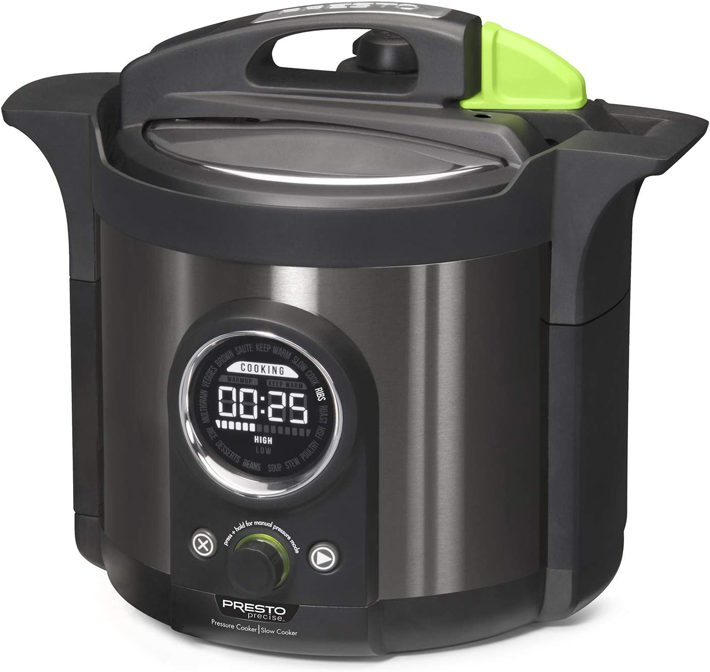 Presto 02142 Precise Plus 6 Qt. Black Stainless Steel Electric Pressure Cooker with Built-In Timer