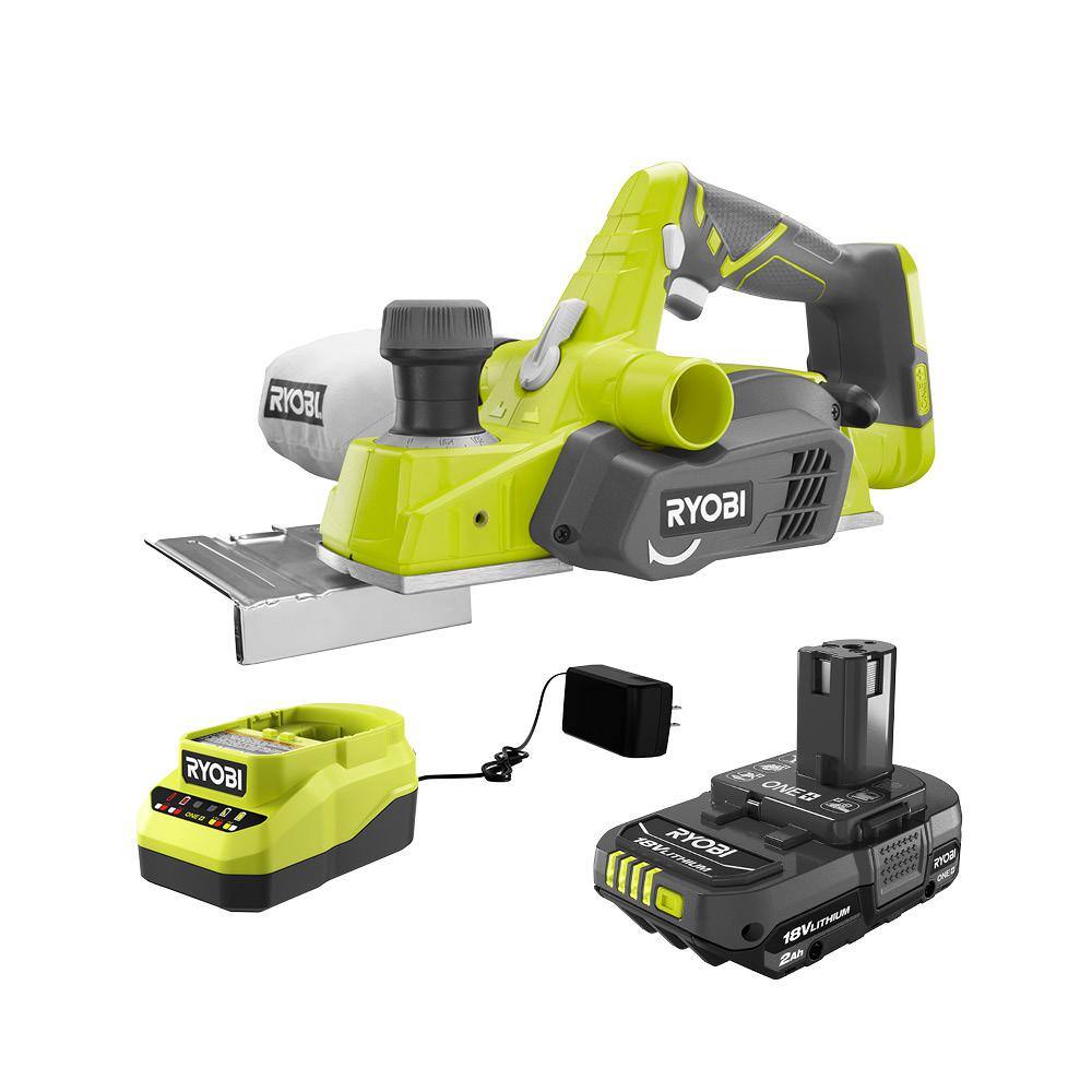 RYOBI P611-PSK005 ONE+ 18V Cordless 3-1/4 in. Planer with Dust Bag. 2.0 Ah Battery. and Charger
