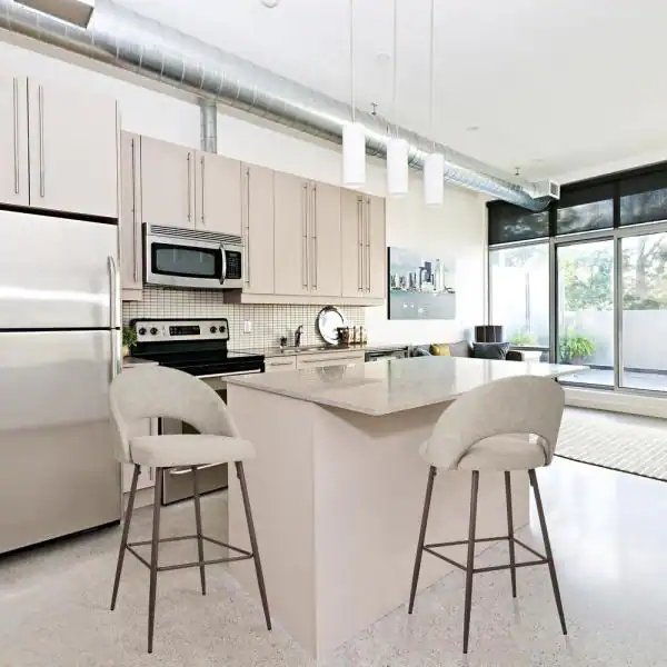 Glitzhome Pale Grey Fabic/Leatherette Bar Stool with Tapered Metal Legs (Set of 2)