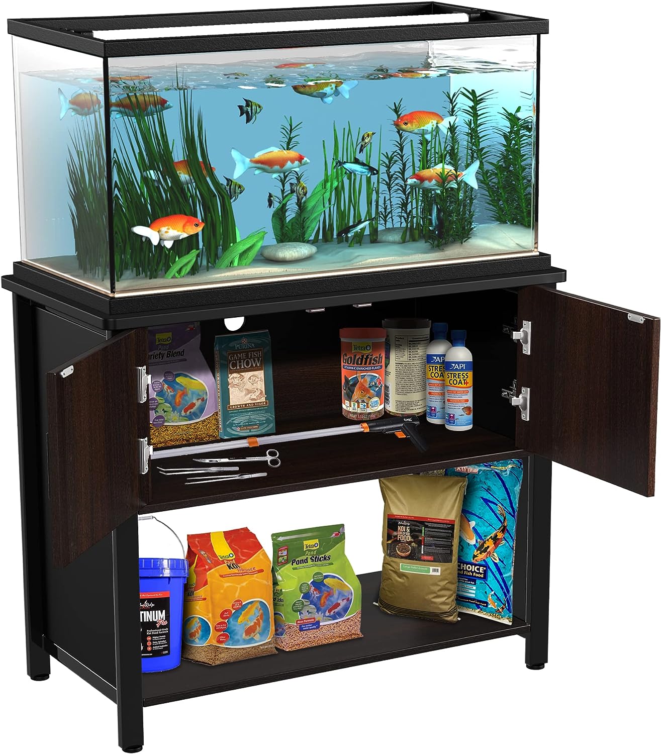 GDLF Metal Aquarium Stand with Cabinet for Fish Tank Accessories Storage. 40 Gallon. Turtle/ Reptile Terrariums