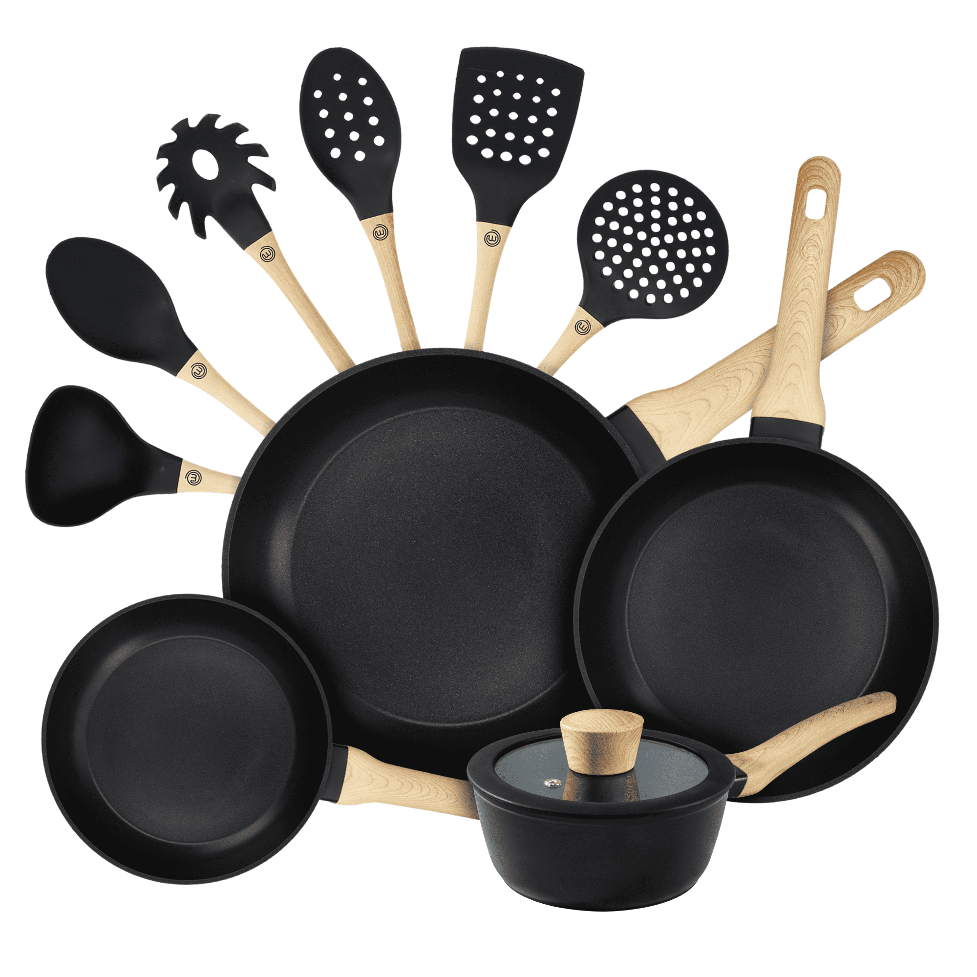 MasterChef 11 Piece Cookware Set. Sauce Pan Plus frying pans and utensils