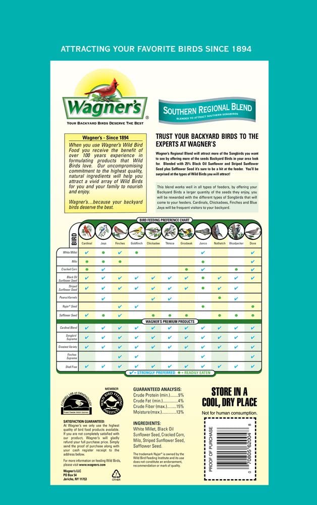 Wagner-s 62012 Southern Regional Blend Wild Bird Food. 20-Pound Bag