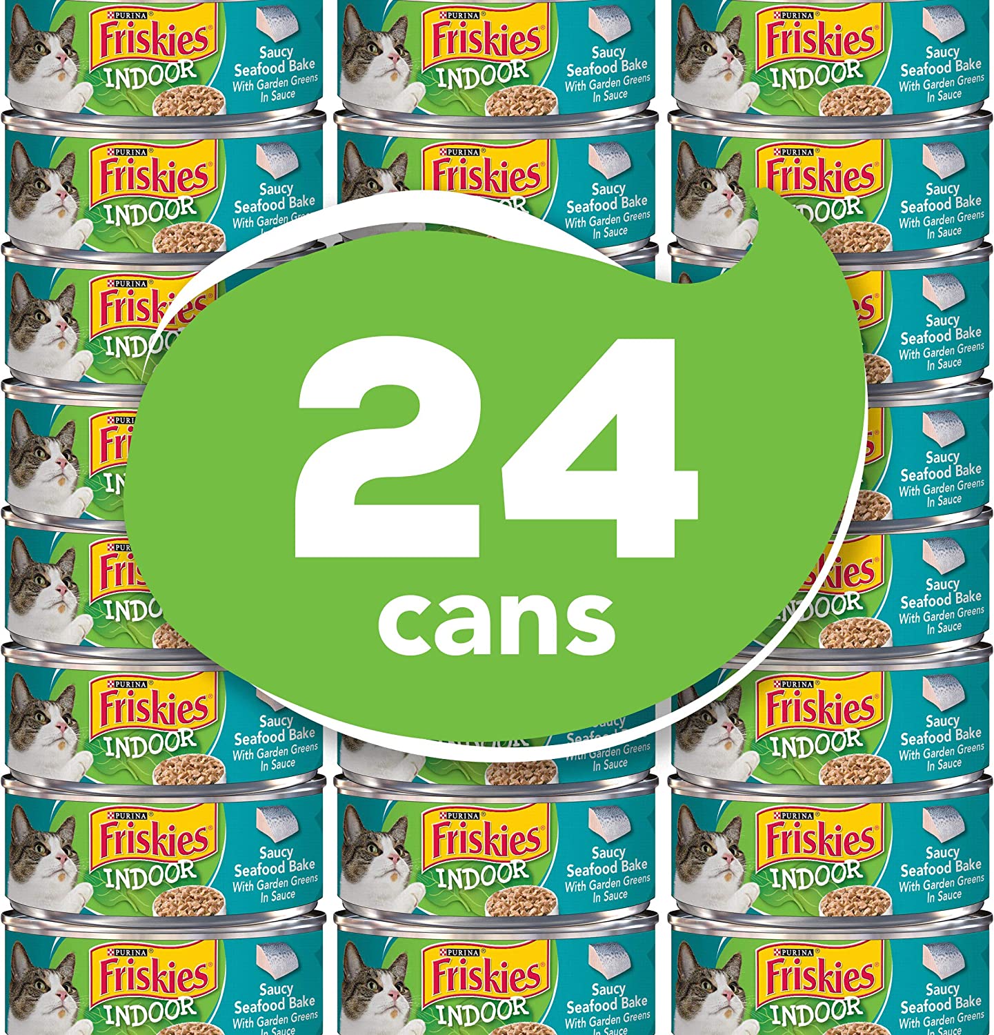 Purina Friskies Indoor Wet Cat Food Indoor Meaty Bits Saucy Seafood Bake in Sauce - (24) 5.5 oz. Cans